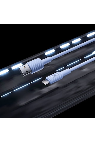 Juo JCBS111 W 12w 2.4a Usb a To Lightning Apple Uyumlu iPhone iPad Silikon Hızlı Şarj Ve Data Kablosu Mavi 1 Metre