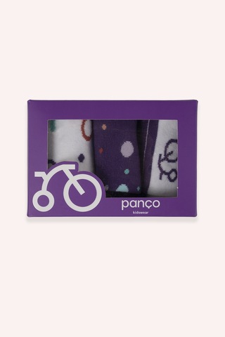 Panço Unisex Çocuk 3'lü Kutulu Çorap Renkli