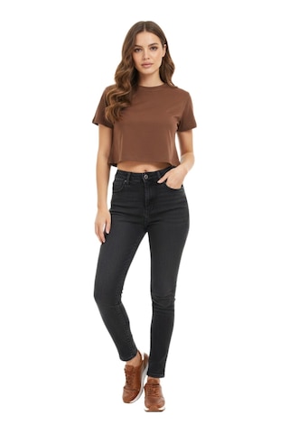 Kadın Yüksek Bel Jeans Dar Paça Pantolon 2248 Bgl-st02900 Füme