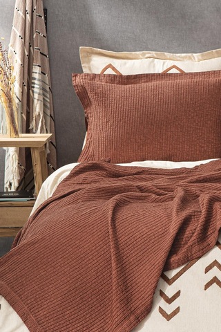 Ecocotton Sara Terra Pike Yatak Örtüsü Kahverengi