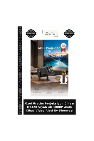 Özel Üretim Projeksiyon Cihazı Hy320 Siyah 4k 1080p Akıllı Cihaz Video Aleti Ev Sineması