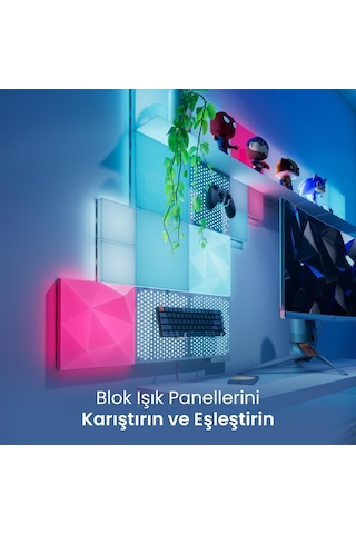Nanoleaf Kare Blok Akıllı Rgbw Duvar Paneli Başlangıç Paketi App Kontrollü,10 Parça, Google Home, Al RGB