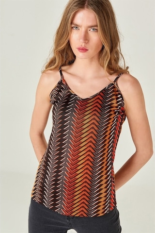 Kadın Çizgili İp Askılı Çok Renkli Atlet-Çok Renkli