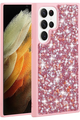 Galaxy S23 Ultra Kılıf Parlak Taşlı Tasarım Zore Linea Kılıf