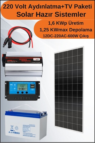 N&D Lighting Tv+aydınlatma Trenta Mono Solar Paket 220 Volt-1.6kwp