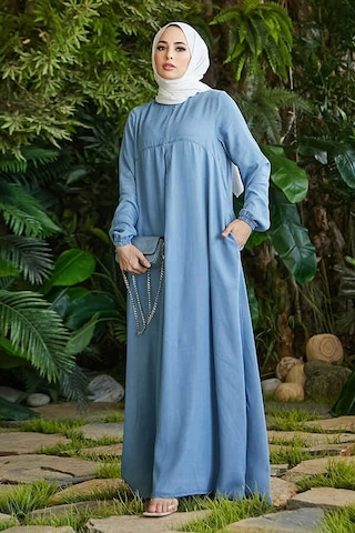 Neways 6482 - Ön Tek Pileli Elbise Mavi