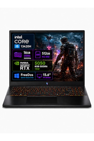Acer Nitro V 15 ANV15-52 NH.QZ7EY.003-01 i5-13420H 16 GB 512 GB SSD 8 GB RTX5050 15.6" Free Dos Dizüstü Bilgisayar
