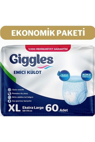Giggles Yetişkin Emici Külot Hasta Bezi XL 2 x 30'lu Giggles Yetişkin Emici Külot Hasta Bezi XL 2 x 30'lu