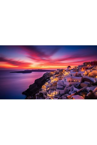 Santorini Adası Gün Batımı Ev Duvar Salon Güzellik Salonu Ofis Dükkan Dekarasyon Kanvas Tablo
