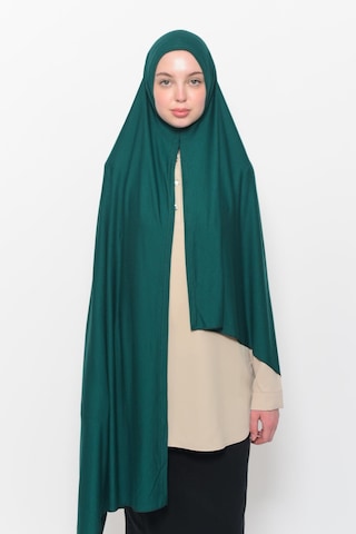 Hazır Pratik Geçmeli Lüks Düz Penye Şal Çapraz Hizalı Yeşil
