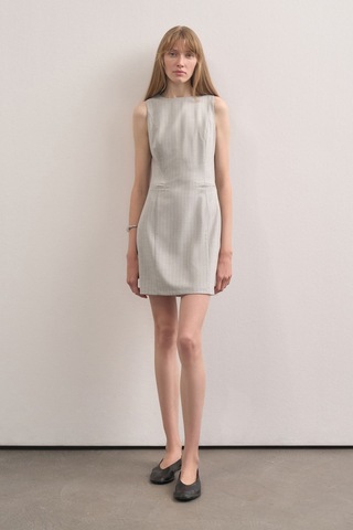 Mathilda Store Kadın Gri Çizgili Basic Elbise Gri