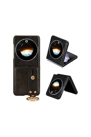 Tecno Phantom V Flip İçin Askılıklı Deri Kaplama Kılıf - Al4271