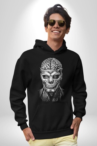 İnsan Beyni Korku Sineması Kadın Erkek Siyah Kapüşonlu Sweatshirt Hoodie Siyah