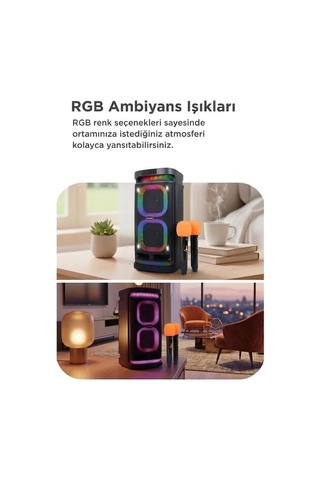 Premium Torima Bluetooth Hoparlör Karaoke Bts1989 Siyah Ses Ürünü Işıklı Cihaz Müzik Aleti