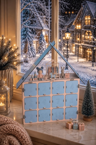 Mingitav Adventa Advent Calendar Ahşap 12 Çekmeceli Numaralı Karne Yılbaşı Doğum Günü Ödül Boş Hediye Kutusu Çocuk Odası Dekoru Pastel Pembe - Pastel Mavi - 889418564 Pastel Pembe - Pastel Mavi