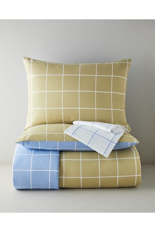 English Home Gridline Kolay Ütülenir Çarşaflı Çift Kişilik Nevresim Takımı 200x220 Cm Yağ Yeşili- Mavi Yağ Yeşili- Mavi