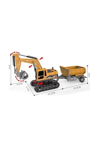 1/22 Uzaktan Kumandalı Rc Paletli Ekskavatör Işıklı Sesli Hareketli Şarjlı Excavator Kamyonlu İş Makinesi