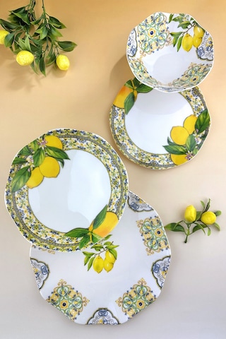 Capri Lemon 2 Kişilik 8 Parça Yemek Takımı Sarı