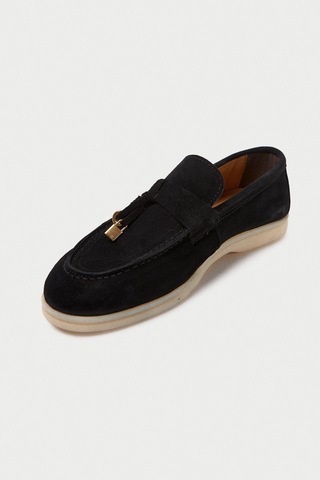 Mubiano Hakiki Deri Collection Kadın Süet Loafer & Babet Siyah -mckry1410-s Siyah