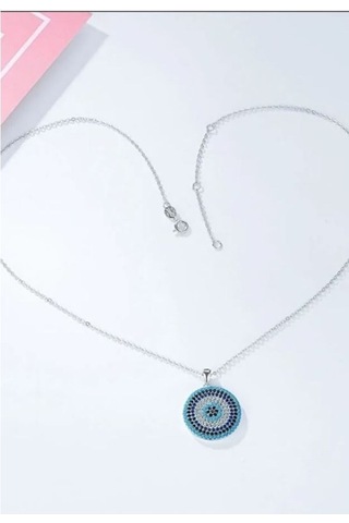 925 Ayar Gümüş Göz Zirkon Taşlı Kolye