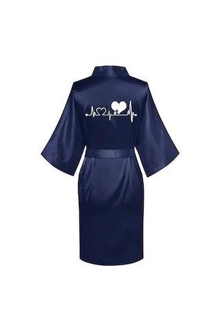 Flybuy Kadın İpek Bornoz, Uzun Kollu, Sıcak, Rahat, Büyük Boy Mavi