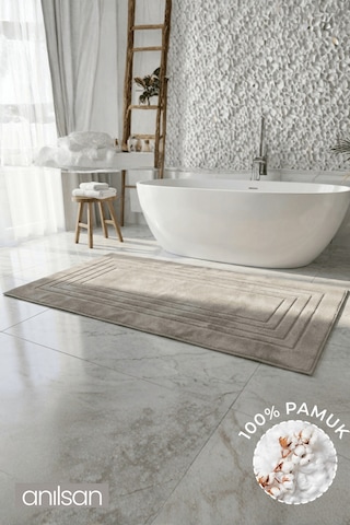 Alora Vizon Büyük Ayak Havlusu - 60x130 Cm , 690gr %100 Pamuk, Spa Ve Otel Banyo Paspası Vizon