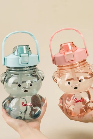 Ayıcık Su Matarası Pembe Ayıcıklı Suluk Figürlü Su Şişesi Ayıcık Matara 1000ml Pembe Plastik Diğer