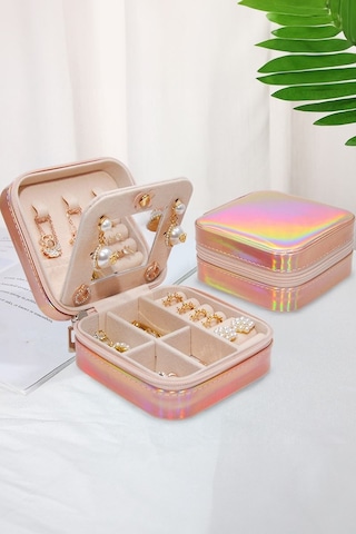 Chavin Pembe Seyahat Yüzük Küpe Kolye Takı Kutusu St1-67pm Pembe