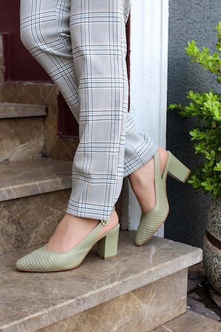 Hakiki Deri Kadın Kalın Topuklu Ayakkabı 064za360 Avokado