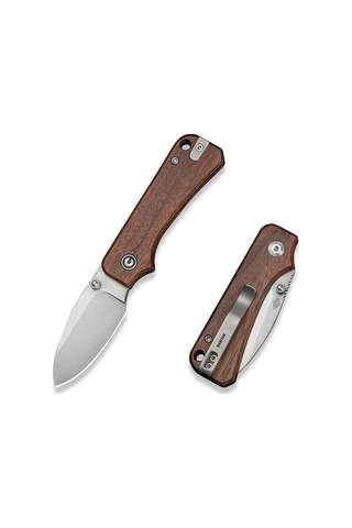Civivi Baby Banter Slip Joint Guibourtia Wood Handle Satin Finished Nitro-v Blade Kamp Çakı Kahverengi