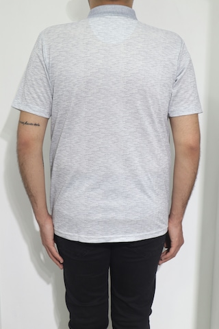 Santa Dmctekstil Erkek Kendinden Desenli Klasik Rahat Kalıp Tek Cepli Polo Yakalı T-shirt Gri