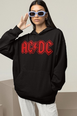 Sevbano Ac Dc Back In Black Müzik Grubu Baskılı Unisex Oversize Tasarım H Siyah