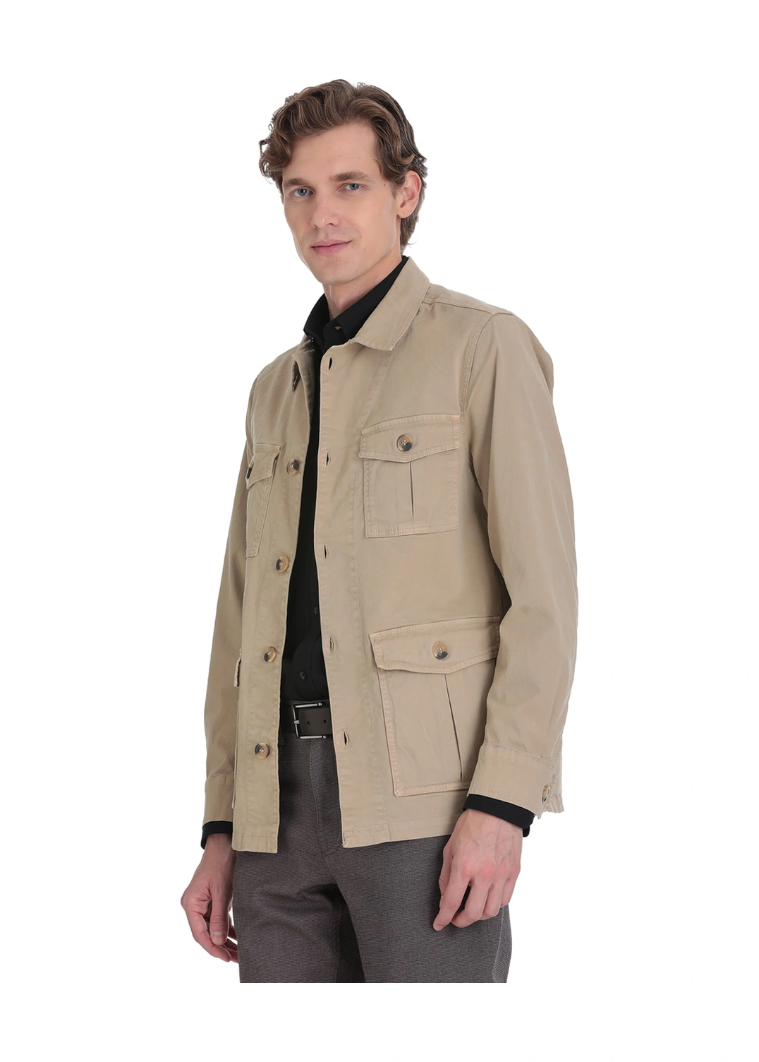 Hatemoğlu Bej Slim Fit Bebe Yaka Baharlık Mont Bej