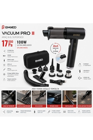 Enkado Ekd-sp10 El Tipi Basınçlı Hava Üfleme Ve Araç Süpürge Makinesi 100w 2ın1 17000pa 9 Başlık