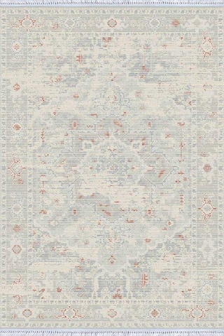 Krem Vintage Dokuma Pamuk Tabanlı Kaymaz Kilim Klm330n11