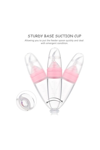 Moveevo Bebek Besleme Kaşığı Silikonlu Sıvı Gıda Sürücü Kolluklu Basma Kolu Mavi Sarı Pembe Beyaz Seçenekli Sarı