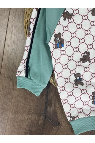 Panda Baskılı Relaxed Eşofman Takımı Açık Yeşil