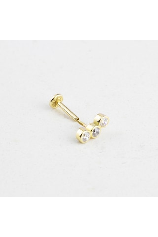 Glorria Altın Üç Taş Tragus Piercing 91491906