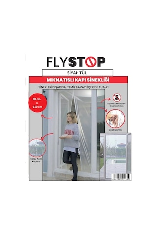Mıknatıslı Kapı Sinekliği 90x210 Cm Raptiyeli Siyah Tül 90 X 210 Mıknatıslı Tül