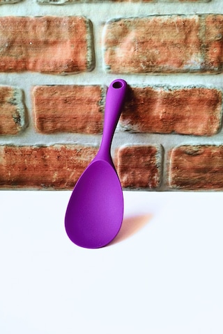 Silikon Sert Pilav Kaşığı -servis Kaşığı- Mor Renk - 1 Adet- 21 Cm