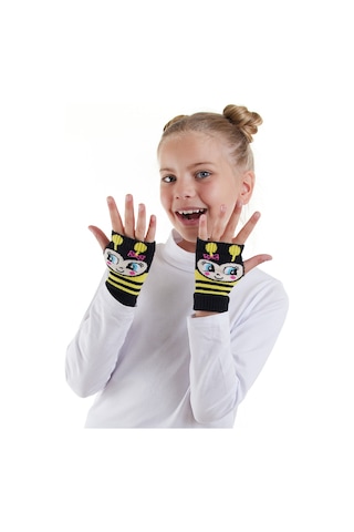 Denokids Arılar Kız Çocuk Parmaksız Eldiven Renkli