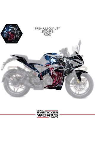 Bajaj Rs200 Sticker Kaplama Venom Motor Kaplama Modeli Hazır Kit