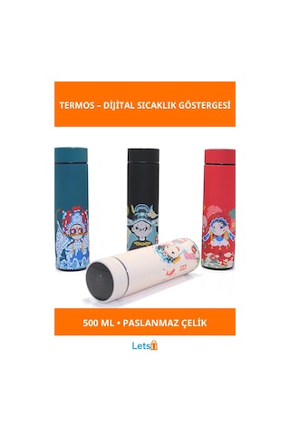 Dijital Göstergeli Paslanmaz Çelik Termos 500 Ml Çok Renkli