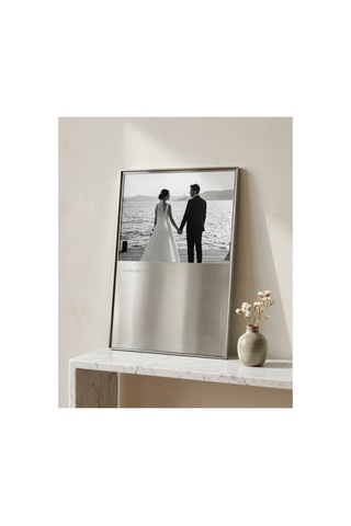 Dizör Hatıra Çerçevesi 304 Paslanmaz Çelik, Fırçalı, 20 X 30 Fotoğraf Alanlı Duvar Çerçevesi 32 X 45 Cm