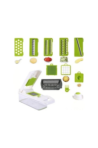 Vkemall Mutfak Ev Kullanıma İdeal 16 Parça Beyaz Yeşil Çok İşlevli Sebze Dilimleme Makinesi Diğer