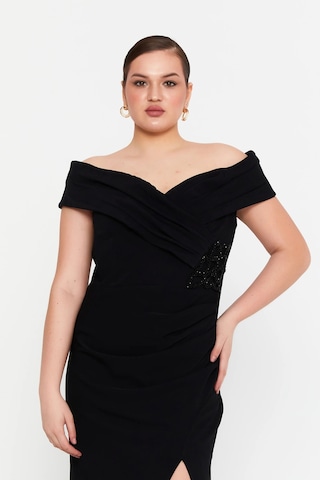 Doridorca Kadın Derin Yırtmaçlı Uzun Abiye Elbise 5927010 Siyah Siyah