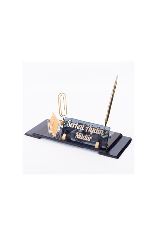 Elit Masa İsimliği Kabartma Gold Ofis Kristal Masa İsimlik