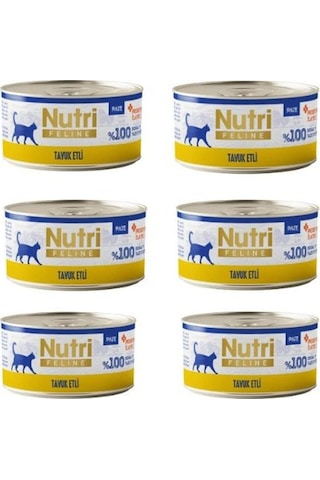 Nutri Feline Pürüzsüz Lezzet: Tavuk Etli Tahılsız Pate 6x70g - Ezme Kıvamında Yaş Mama