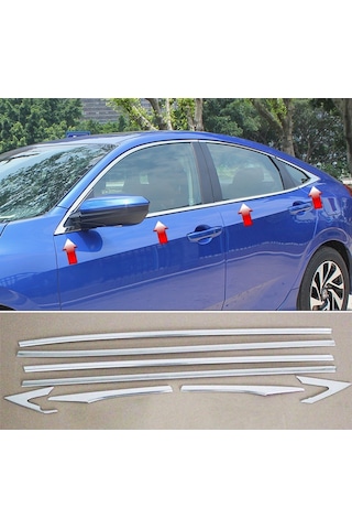 Honda Civic Fc5 8 Parça Krom Cam Çıtası 2016 - 2021 Mükemmel Mlz.