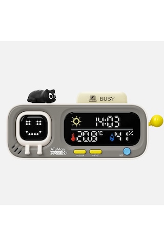 Atuman Mood-a Akıllı Termometre Higrometre Saat Retro Piksel Ekranlı Sıcaklık Nem Ölçer, Usb Şarjlı Masaüstü Akıllı Oda Monitörü, Animasyonlu Dekoratif Ev & Ofis Cihazı Hediyelik Süs Siyah